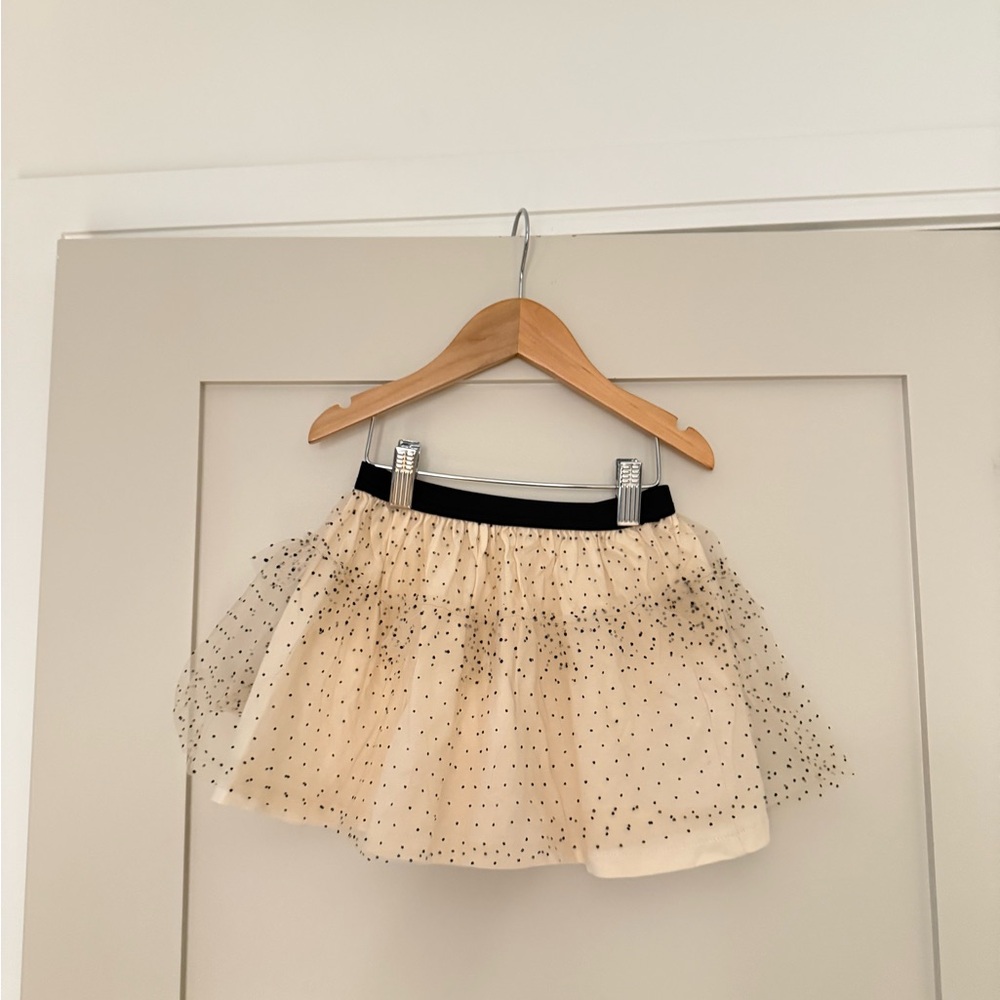 Zara Cream and Black Polka Dot Tulle Skirt